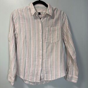 Universal Thread Button Up Shirt Womens XS Stripe Quilted See Through Cotton